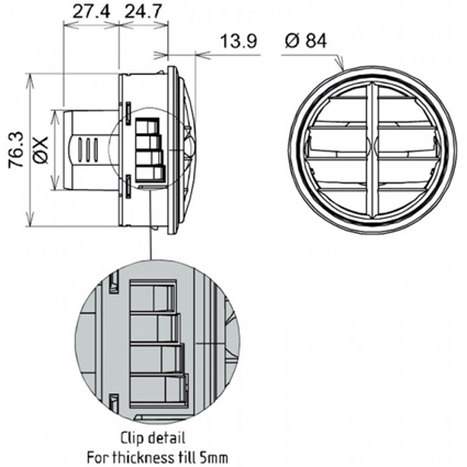 T7 2.5'' Round Air Vent Grille