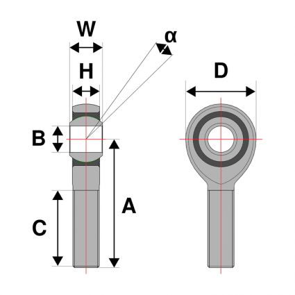 OBP Male M12x1.75 Rod End RH Thread