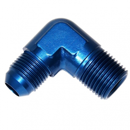 Aeroquip 90˚ Forged JIC to NPTF Aluminium Adaptor Blue