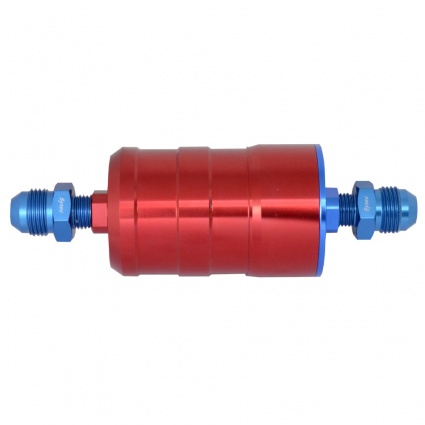 Bullet Fuel Filter JIC8-JIC8 (Red) with Mounting Clips