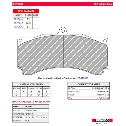 Ferodo FRP3003H DS2500 Brake Pads