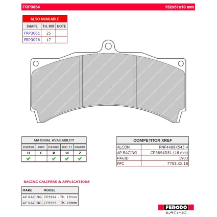 Ferodo FRP3054H DS2500 Brake Pads