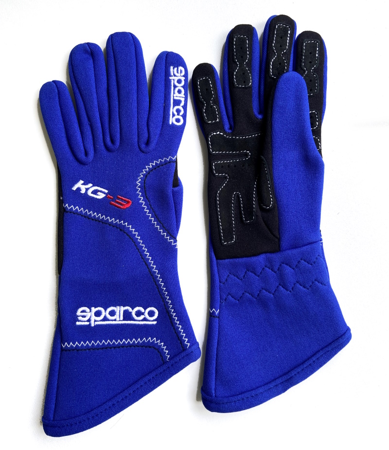 Sparco KG-3 Kart Gloves - Child Size 4 - Blue | Rallynuts