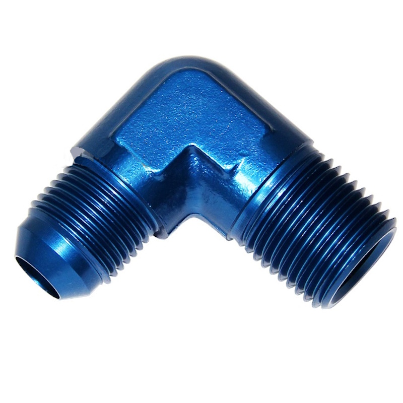 Aeroquip 90˚ Forged JIC to NPTF Aluminium Adaptor Blue