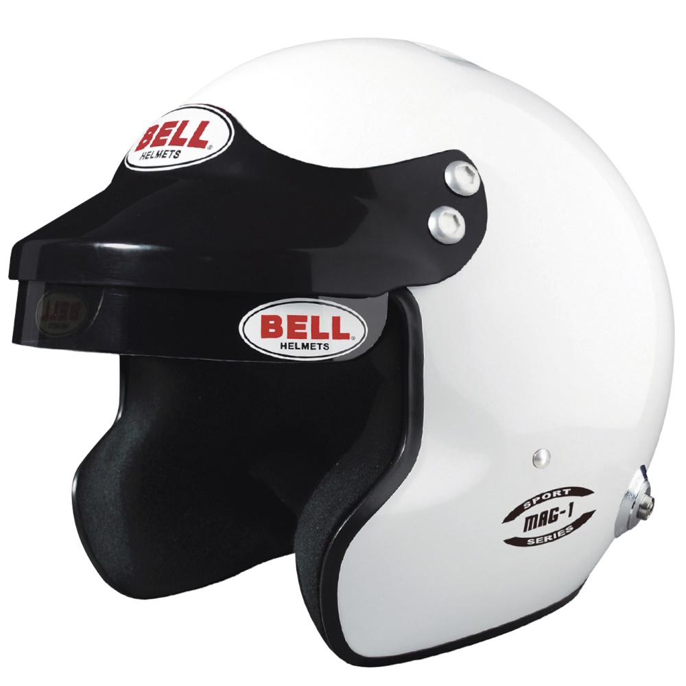 Bell Mag 1 Open Face Helmet White with HANS Posts