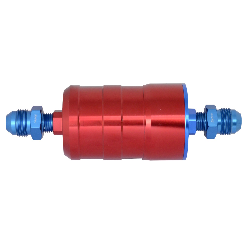 Bullet Fuel Filter JIC8-JIC8 (Red) with Mounting Clips