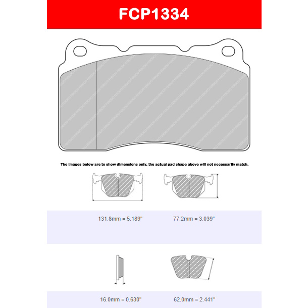 Ferodo Competition Brake Pad Mitsubishi Lancer Evo 7/8/9 (Front) Compound: DS3000,  Caliper Manufacture: BREMBO