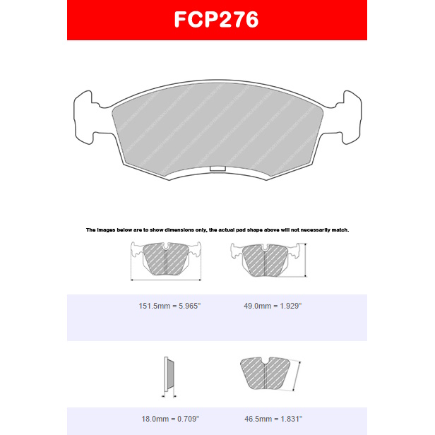 Ferodo FCP276R DS3000 Brake Pads