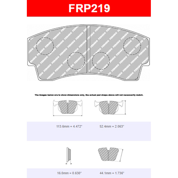 Ferodo Universal FRP219R DS3000 Brake Pad