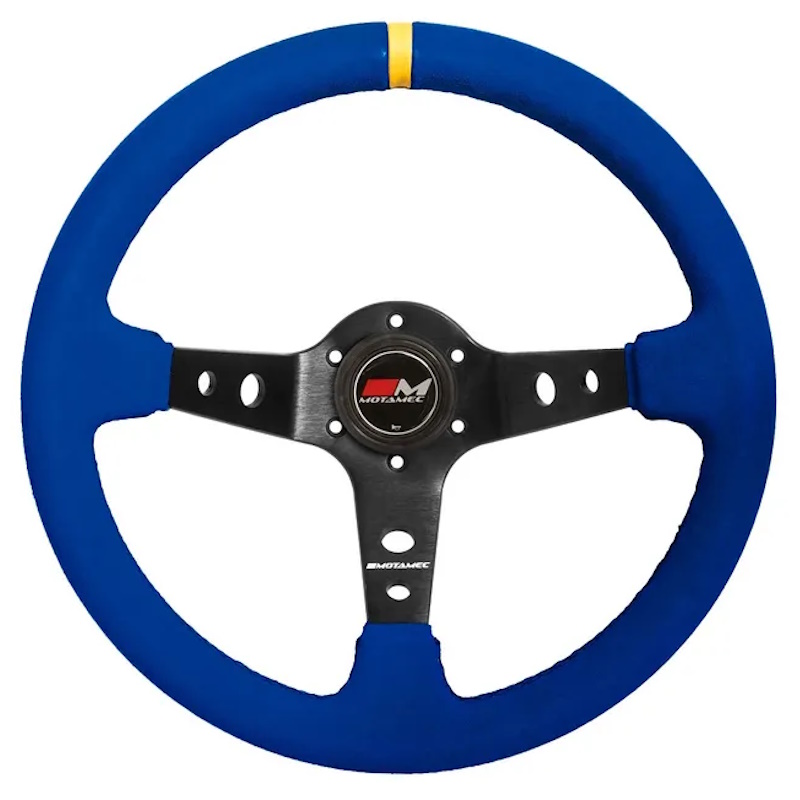 Motamec Rally Steering Wheel Deep Dish 350mm Blue Suede