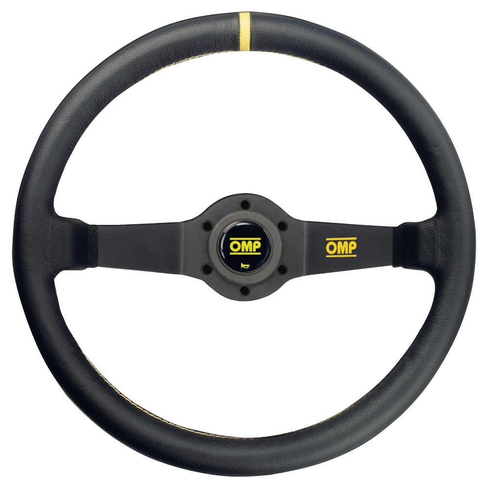 OMP Rally Steering Wheel Black Leather