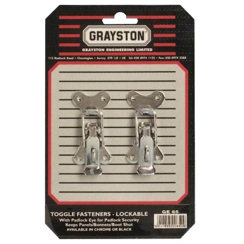 Pair Chrome Small Lockable Toggle Fasteners