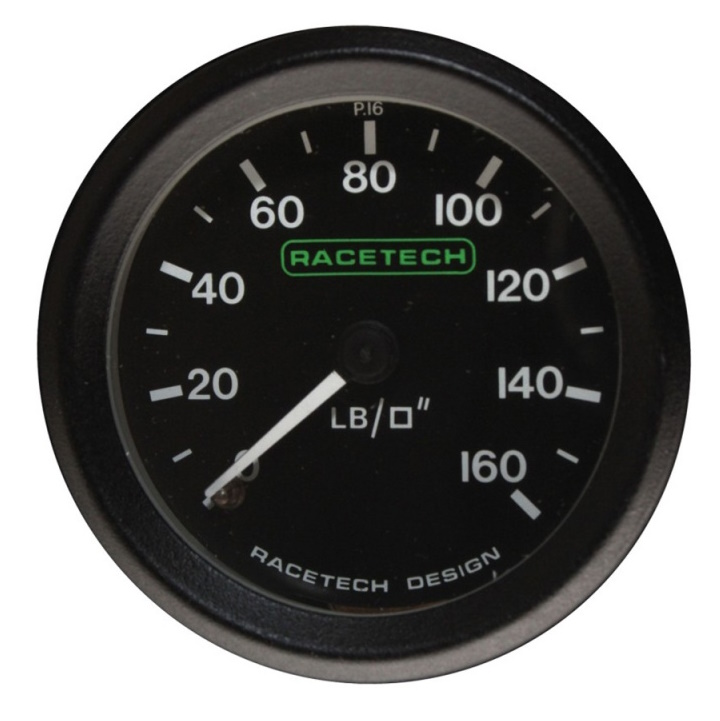 Racetech Mechanical Oil Pressure Gauge 0-160 PSI 1/8 BSP Flat Concave Pressure Fitting - Illuminated