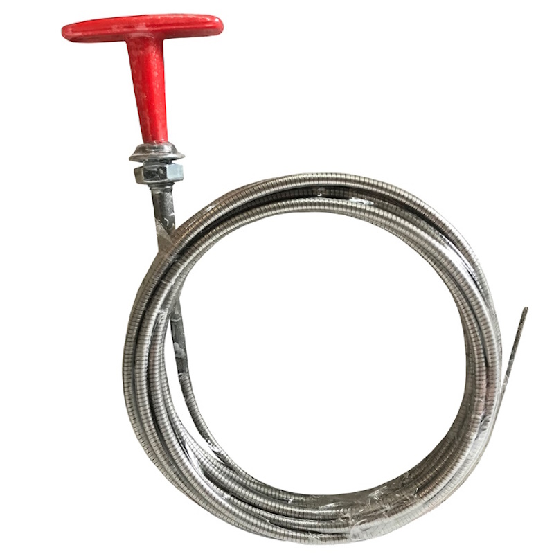 'T' Red Handle Pull Cable 3m Long - Stainless Steel