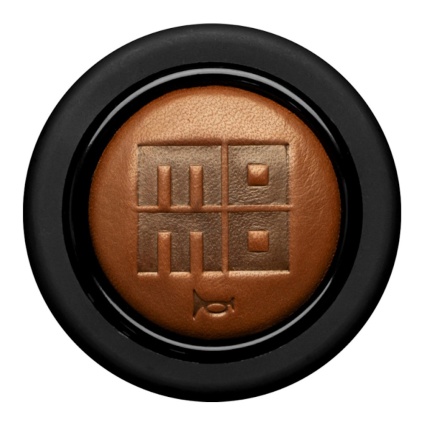 MOMO flush-fitment horn push button - Brown Leather - H/B STANDARD 2 CONTACT