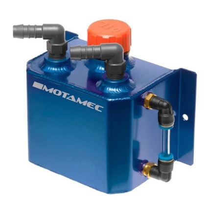 Motamec Alloy 1 Litre Oil Catch Tank & Breather Cap Aluminium Anodized Blue