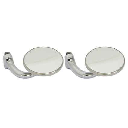 Motamec Classic Car Side Door Wing Mirror x2 Chrome Small Round Curved Arm