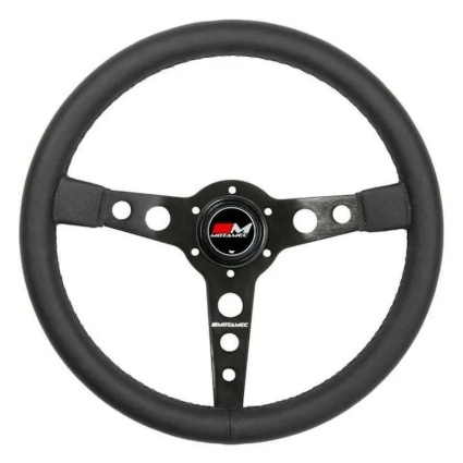 Motamec Classic Steering Wheel 350mm Black Leather Black Spoke