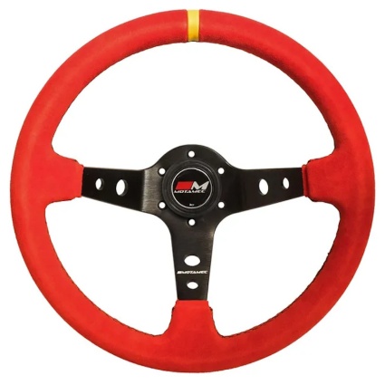 Motamec Rally Steering Wheel Deep Dish 350mm Red Suede