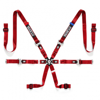 Sparco Prime H-9 Evo Ultralight 6 Point FHR Harness - Red - 2022 DATED